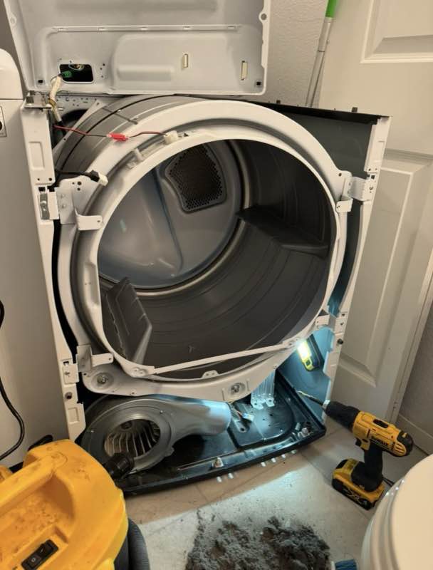 Dryer belt and idler pulley repair